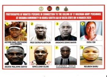 BREAKING: Defence Headquarters declares eight suspect wanted in connection with the killing of 17 military personnel in Delta State