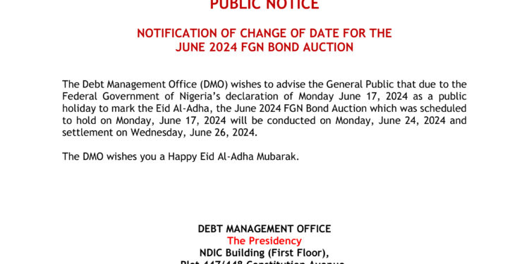 JUST IN: DMO announces new date for FG Bond Auction