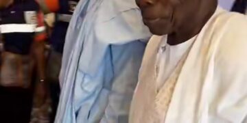 PHOTO: Ex-President  Obasanjo, former Akwa Ibom Governor, Udom Emmanuel, attend Davido and Chioma’s wedding in Lagos #Chivido2024