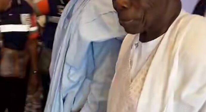 PHOTO: Ex-President  Obasanjo, former Akwa Ibom Governor, Udom Emmanuel, attend Davido and Chioma’s wedding in Lagos #Chivido2024